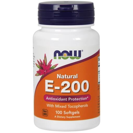 NOW Foods - Vitamin E-200 - Natural (Mixed Tocopherols) 100 softgels