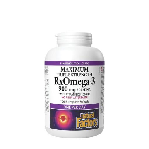 Natural Factors - Natural Factors RxOmega-3 with Vitamin D3 Maximum Triple Strength 900 mg (150 Softgels)
