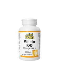 Natural Factors - Natural Factors Vitamin K+D 120 mcg & 1000 IU (60 Softgels)