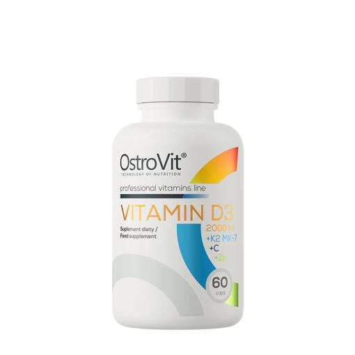 Ostrovit - Ostrovit Vitamin D3 2000 IU + K2 MK-7 + C + Zinc (60 Capsules)