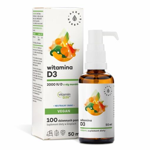 Aura Herbals - AURA HERBALS Vitamin D3 2000 IU Vegan (50 ml / 1