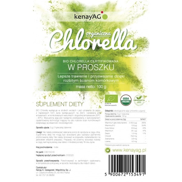 Kenay - KENAY Chlorella Organic Powder (100 g / 3