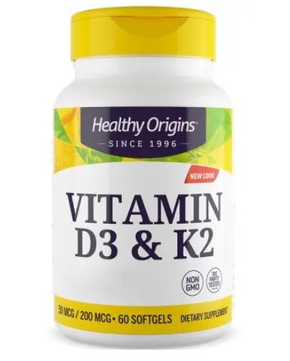 Healthy Origins - HEALTHY ORIGINS Vitamin D3 & K2 (60 caps)