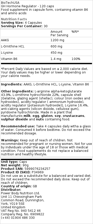 GH Hormone Regulator - 120 caps – Image 2