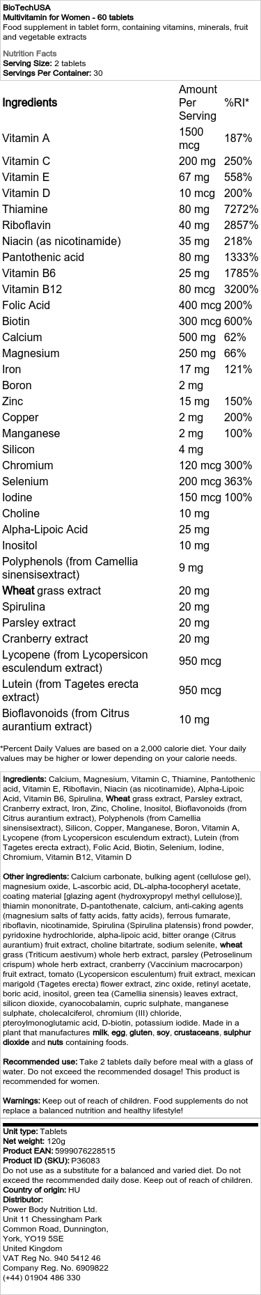 Multivitamines pour femmes - 60 comprimés – Image 2