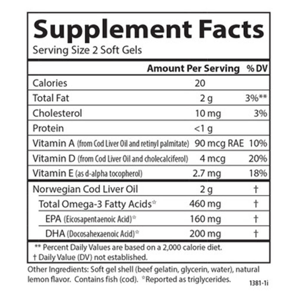 Gemmes d'huile de foie de morue sauvage de Norvège, 460mg - 150 + 30 softgels – Image 3