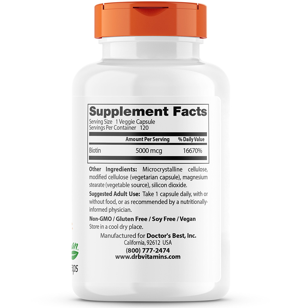 Biotine, 5000mcg - 120 vcaps – Image 3