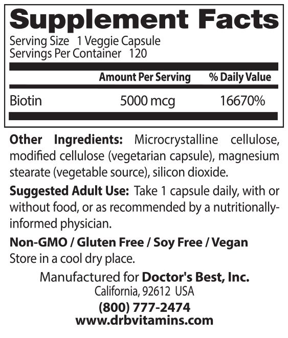 Biotine, 5000mcg - 120 vcaps – Image 5