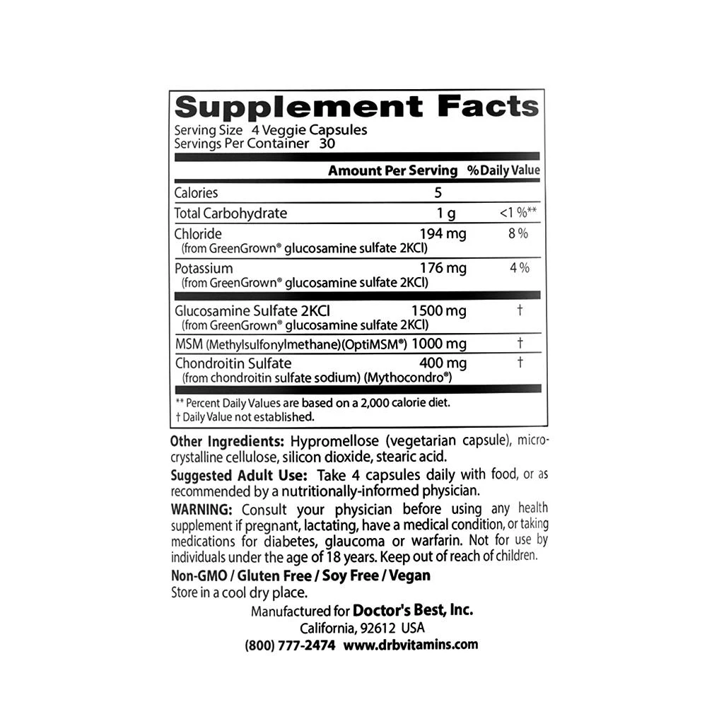 Glucosamine & Chondroïtine & MSM végétaliens - 120 vcaps – Image 4
