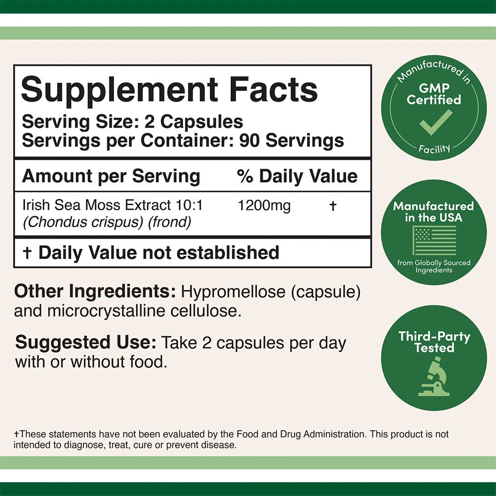 Compléments alimentaires Double Wood à base de mousse de mer irlandaise (180 capsules) – Image 2