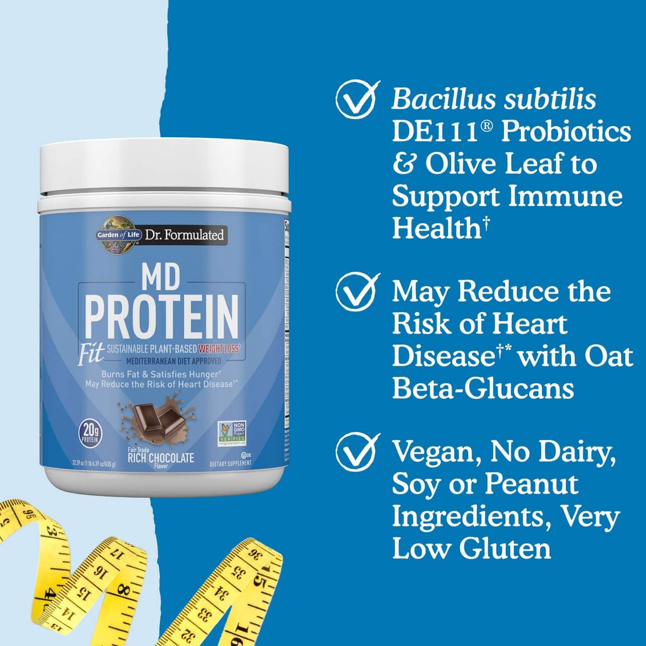 Dr. Formulated MD Protein FIT Sustainable Plant-Based Powder, Rich Chocolate - 635g – Image 4