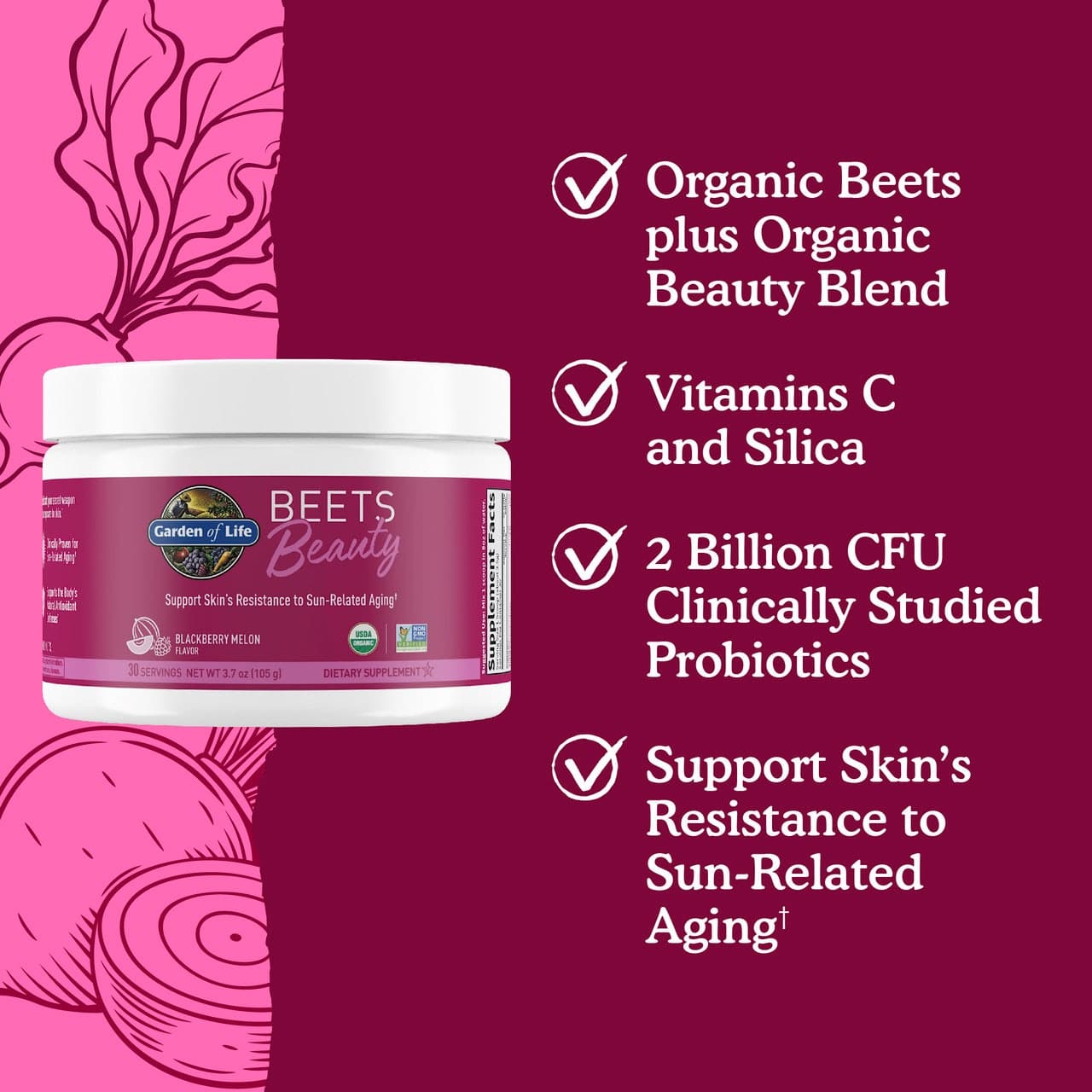 Poudre de betterave beauté, melon mûre - 105g – Image 4