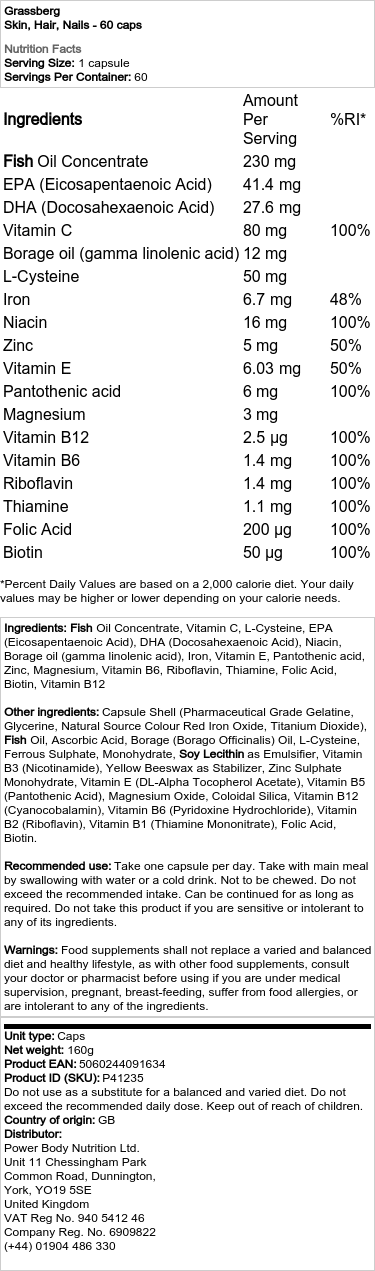 hår og negle - 60 kapsler