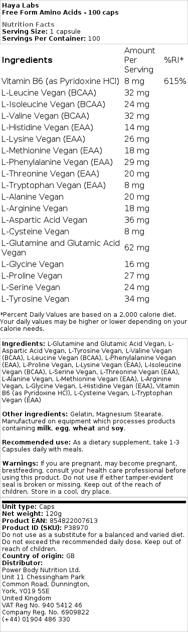 Acides aminés de forme libre - 100 gélules – Image 2