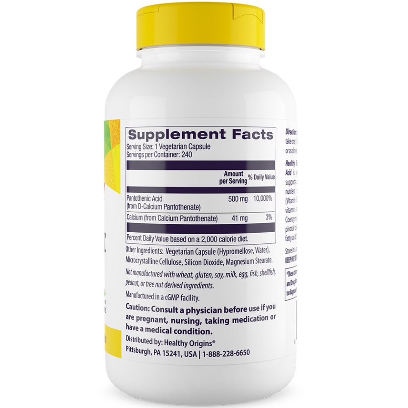 Origines saines - Acide pantothénique 500mg 240 capsules végétales – Image 3