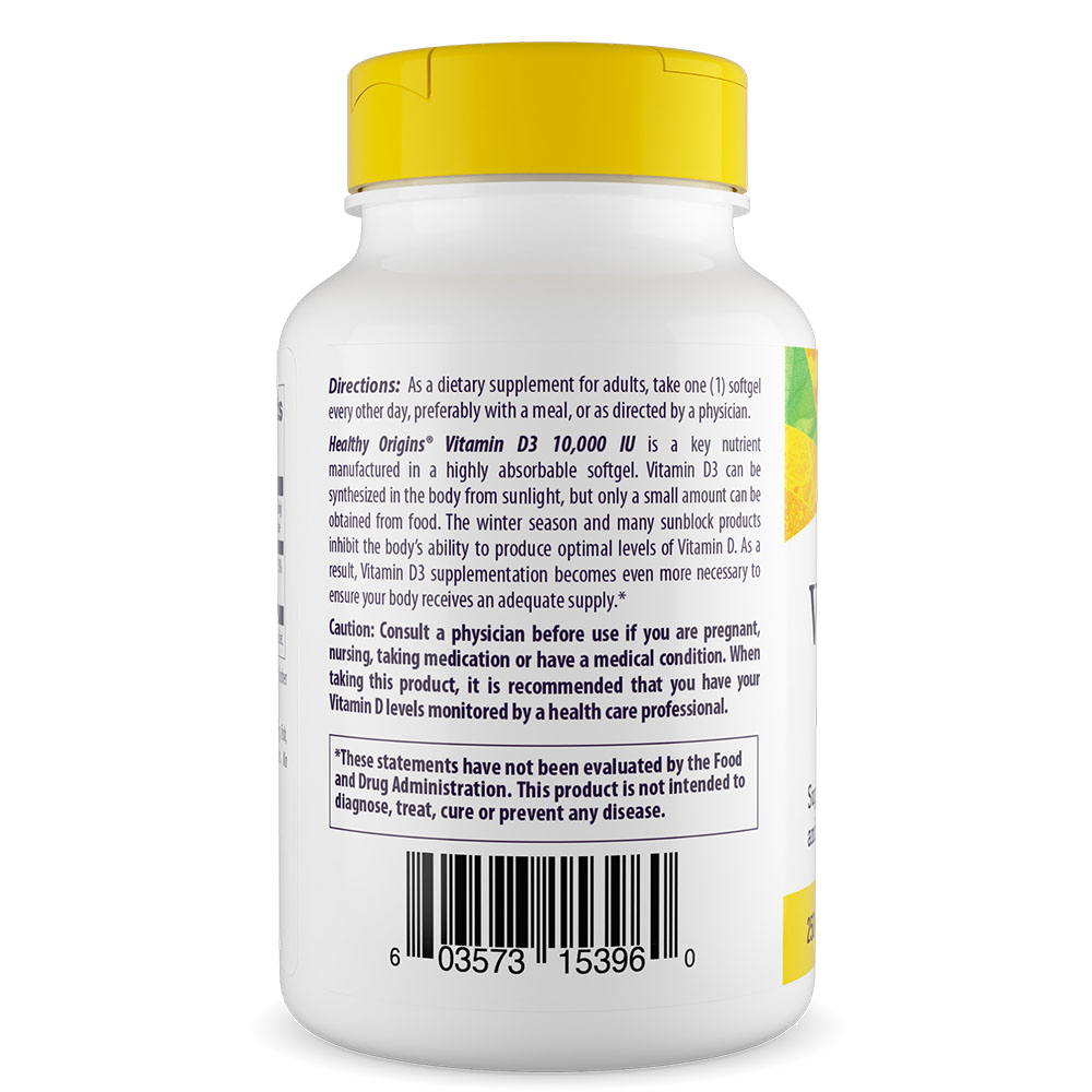 Origines Saines Vitamine D3 Dépôt 10 000 UI 120 capsules molles – Image 5