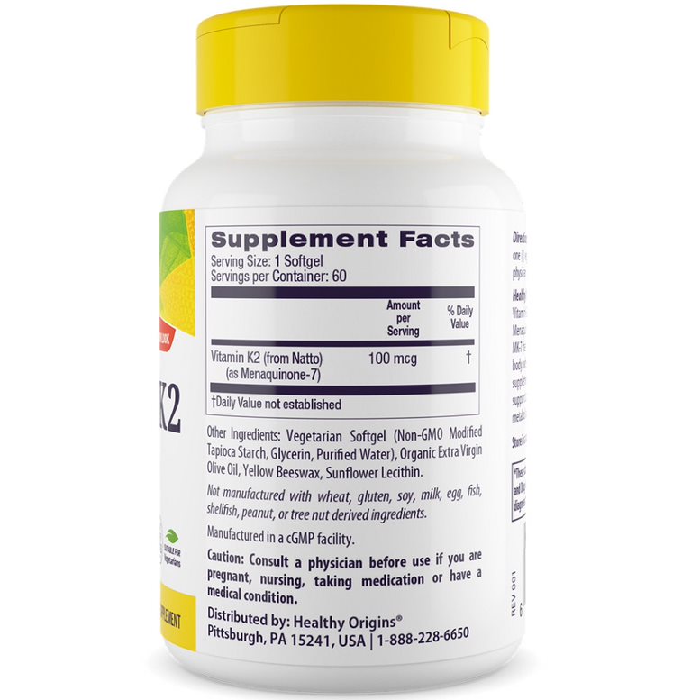 Origines Santé Vitamine K2 MK7 100mcg 60 capsules molles – Image 3