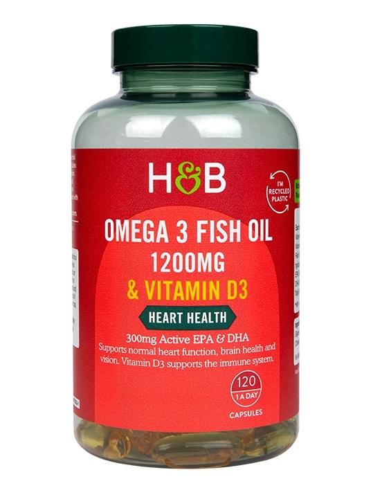 Holland & Barrett - Omega 3 Fish Oil 1200mg & Vitamin D3 - 120 caps