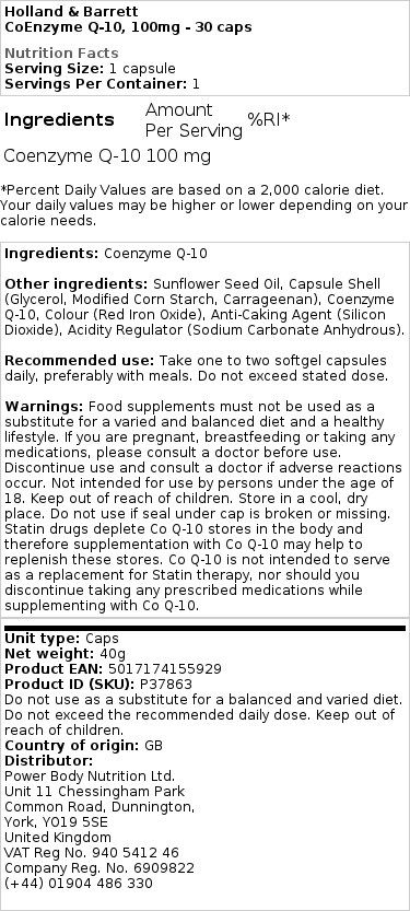 CoEnzyme Q-10, 100mg - 30 gélules – Image 2