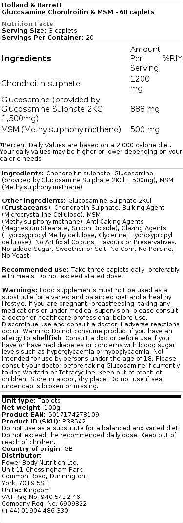 chondroitin og msm - 60 kapsler