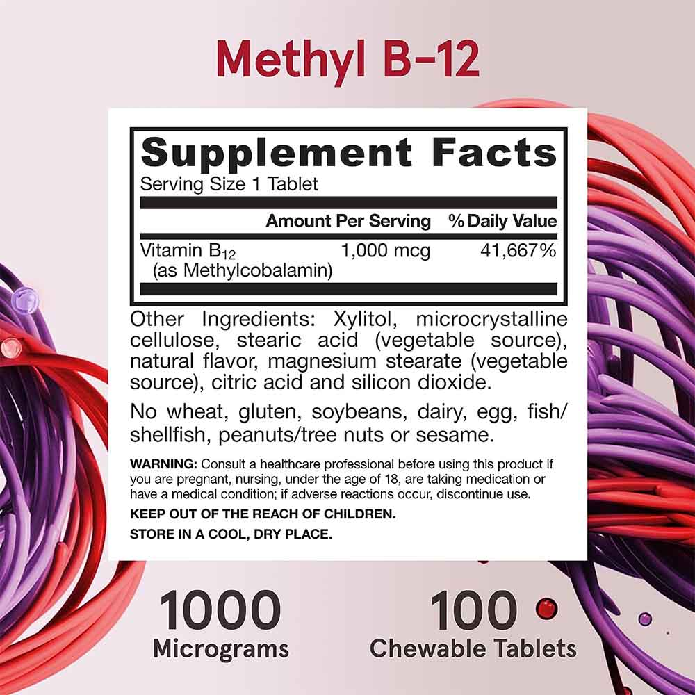 Méthyle B-12, 1000mcg - 100 pastilles – Image 7