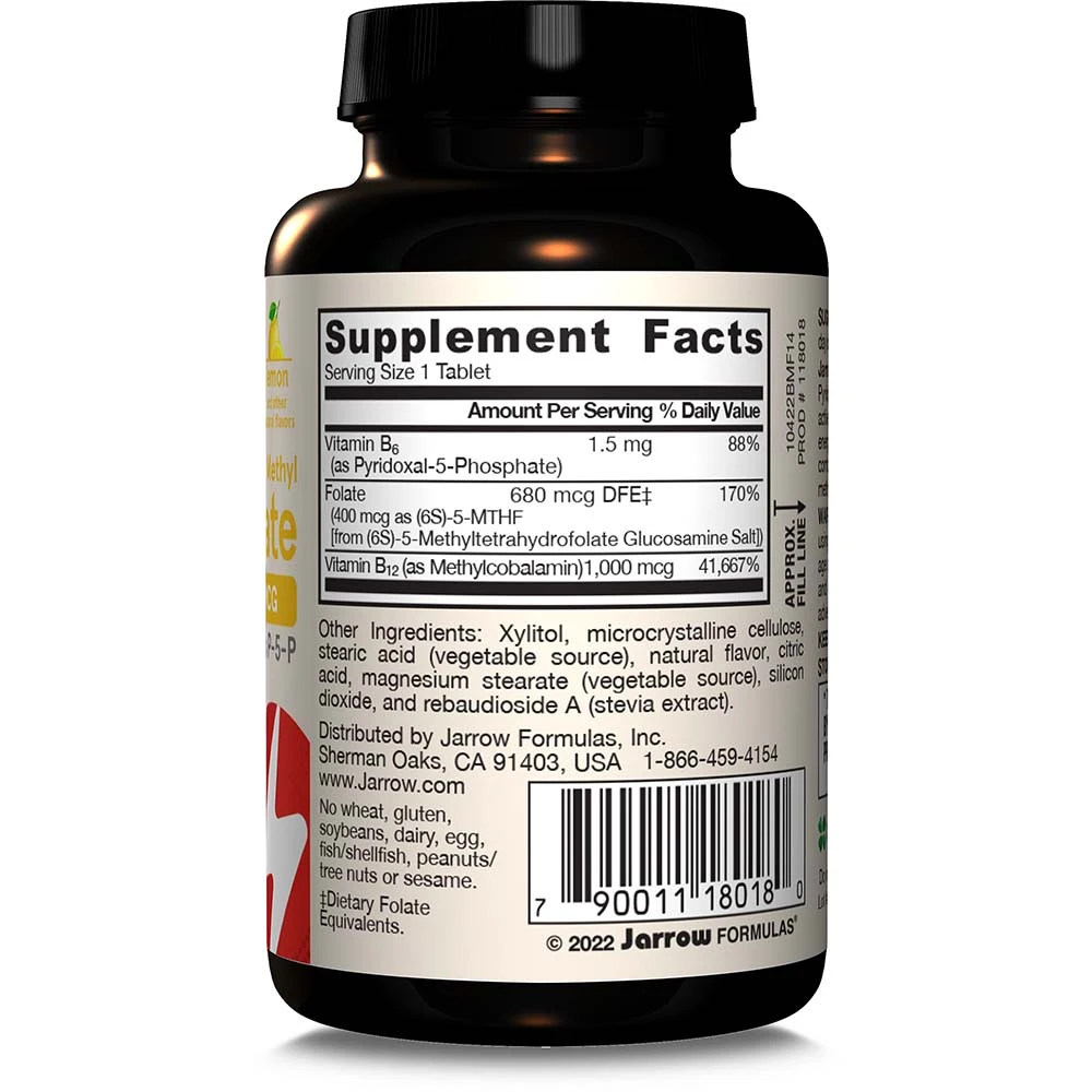 Méthyl B-12 & Méthyl Folate, 400mcg Citron - 100 Pastilles – Image 6