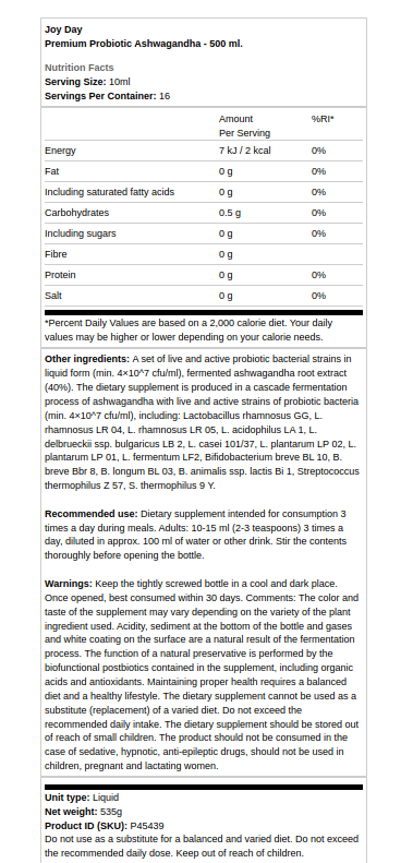 Ashwagandha Probiotique Premium - 500 ml – Image 2