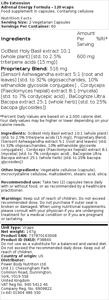 Formule d'énergie surrénalienne - 60 vcaps – Image 2