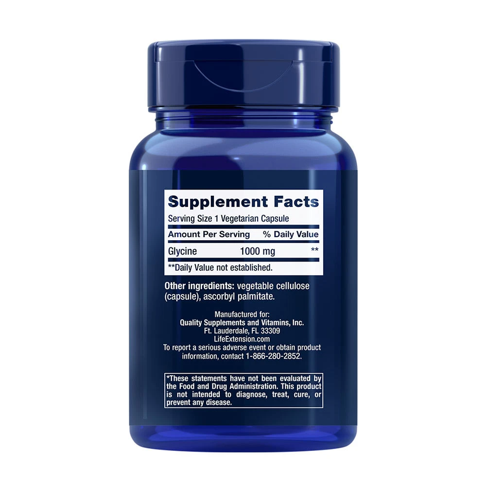Glycine, 1000mg - 100 vcaps – Image 3