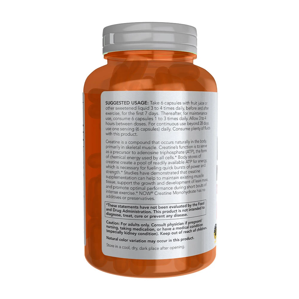 Now Foods - Monohydrate de créatine 750 mg (240 capsules végétales) – Image 6