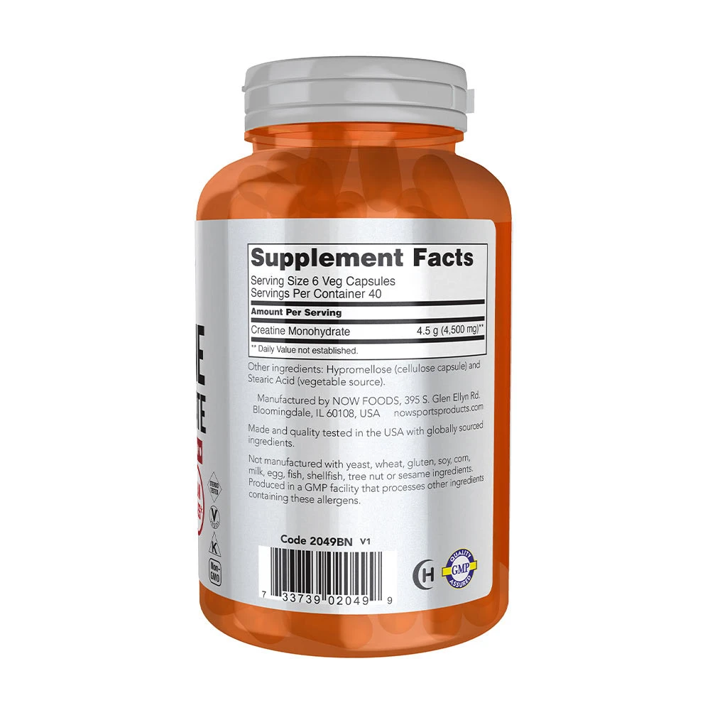 Now Foods - Monohydrate de créatine 750 mg (240 capsules végétales) – Image 9