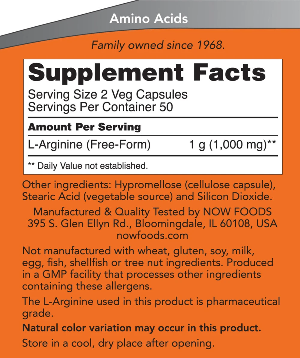 L-Arginine, 500mg - 100 gélules – Image 5
