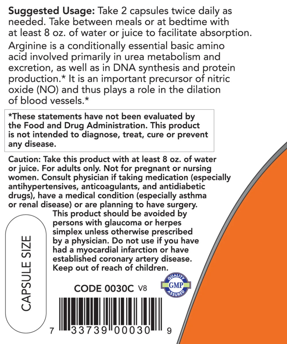 L-Arginine, 500mg - 100 gélules – Image 6