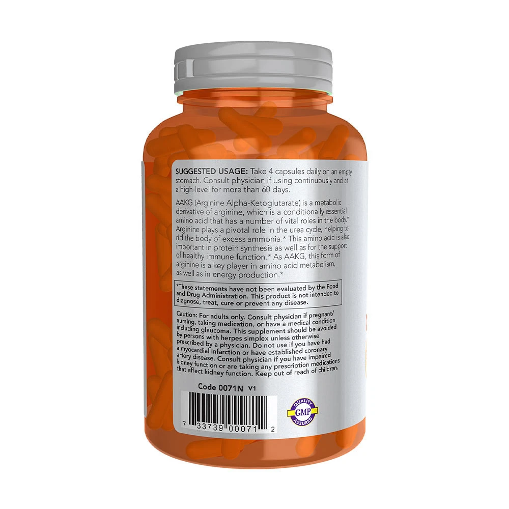 Now Foods - AAKG 2200 (180 capsules végétales) – Image 7