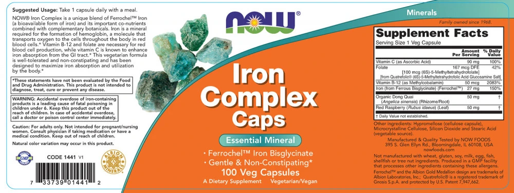 NOW Foods - Iron Complex Caps - 100 vcaps