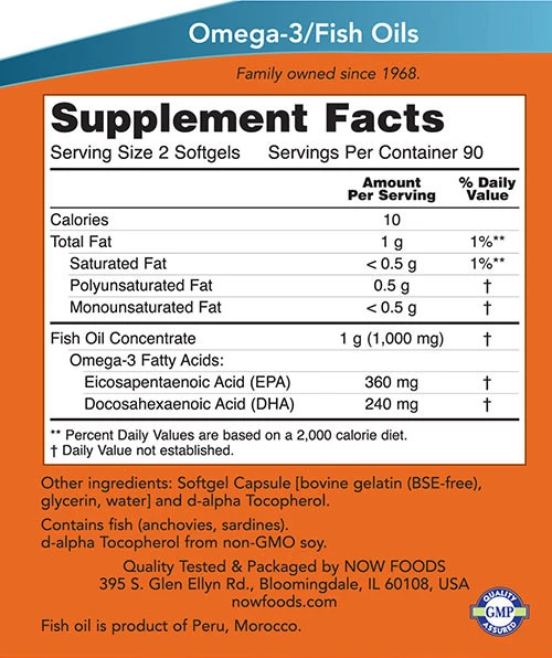 NOW Foods - Omega-3 Mini Gels - 180 softgels