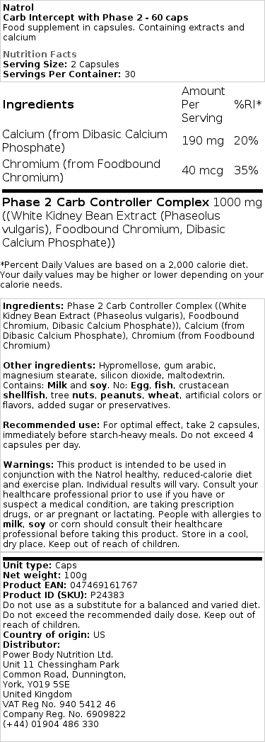 Carb Intercept avec Phase 2 - 120 gélules – Image 2