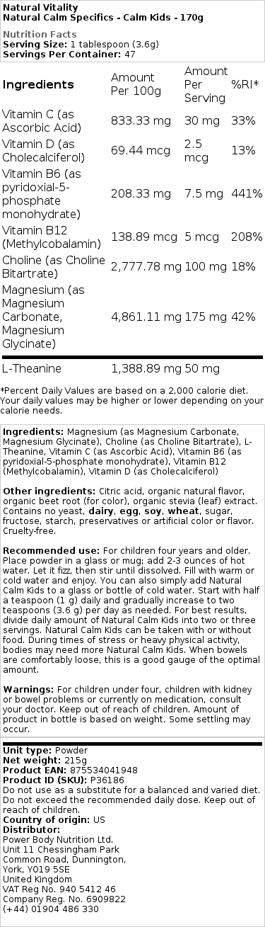 Natural Calm Specifics - Calm Kids - 170g – Image 2