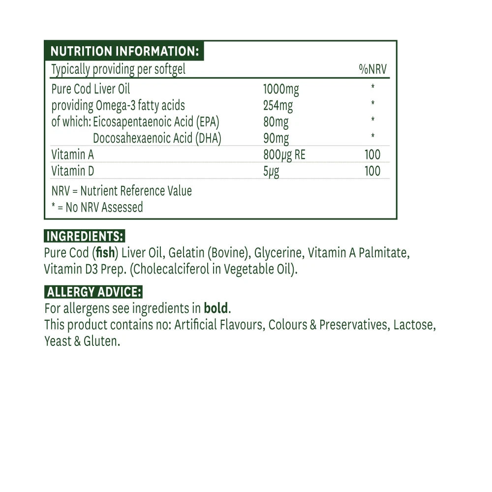 Huile de foie de morue Natures Aid 1000 mg (90 capsules molles) – Image 5