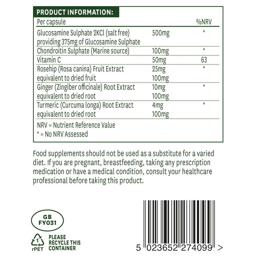 Complexe de Glucosamine et Chondroïtine de Natures Aid (90 capsules) – Image 5