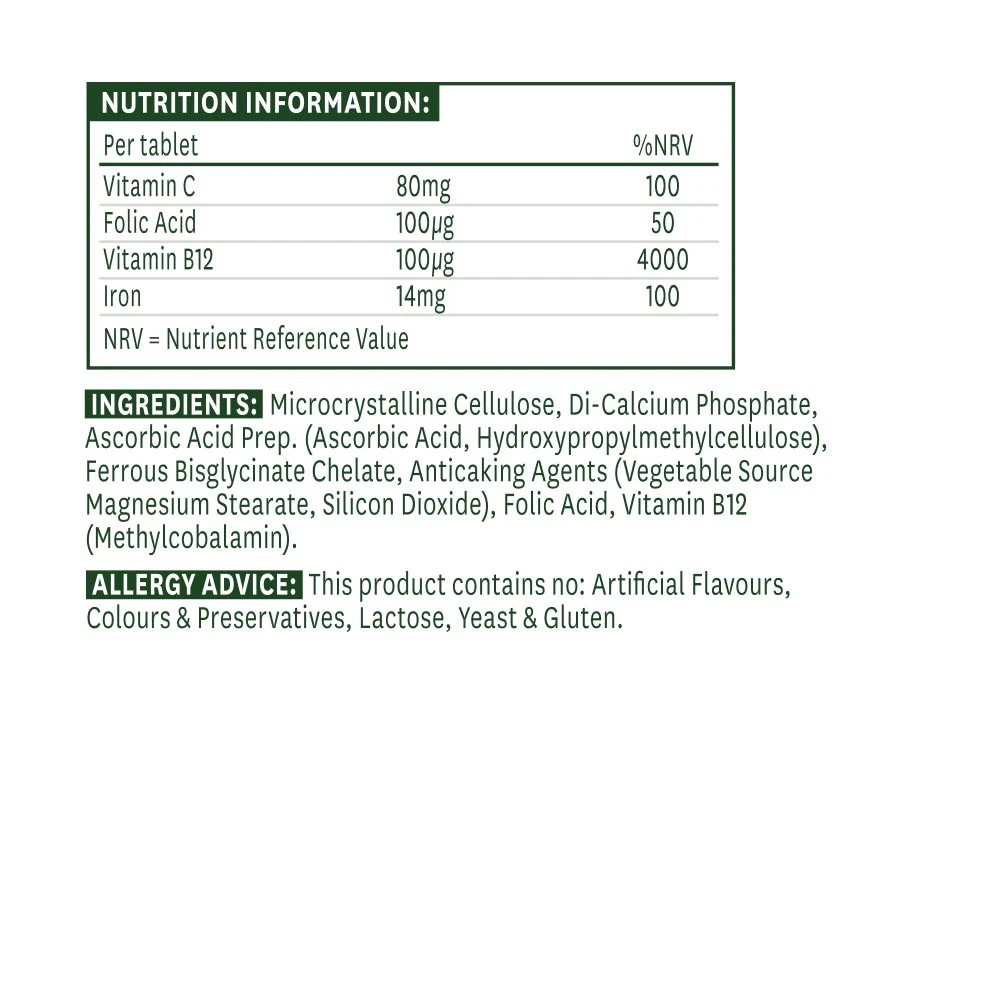 Comprimés de Bisglycinate de Fer Natures Aid (90 comprimés) – Image 5