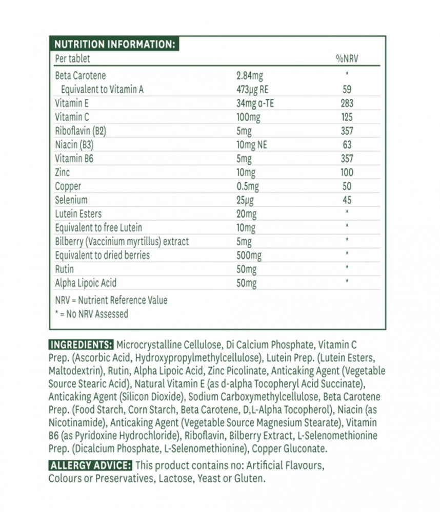 Complexe oculaire à la lutéine de Natures Aid (30 comprimés) – Image 4