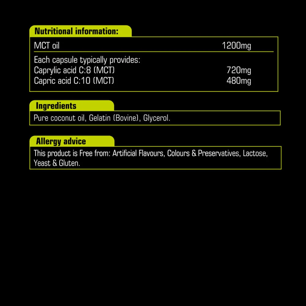 Capsules d'huile MCT Natures Aid (120 capsules) – Image 4