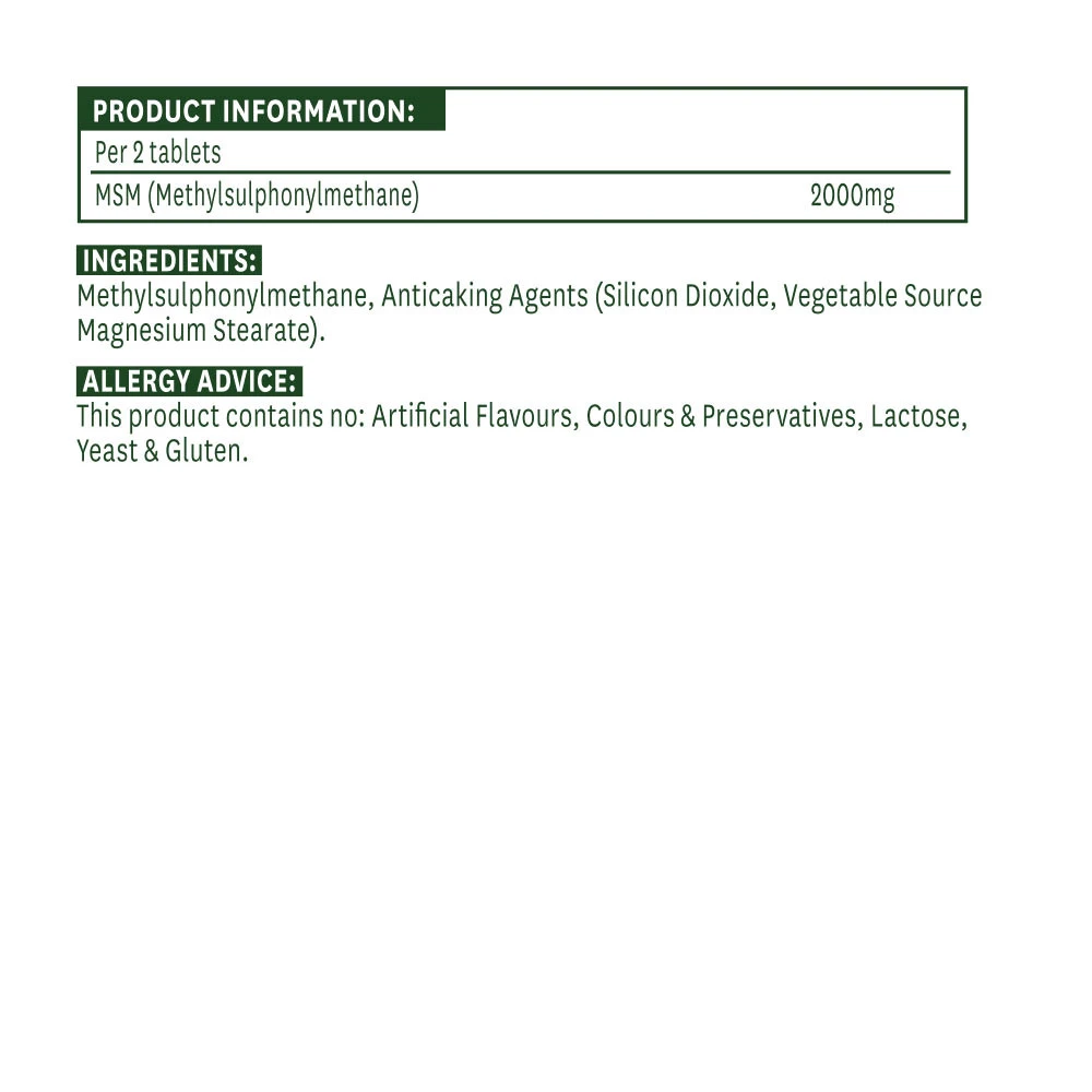 Comprimés de MSM Natures Aid 1000 mg (90 comprimés) – Image 2