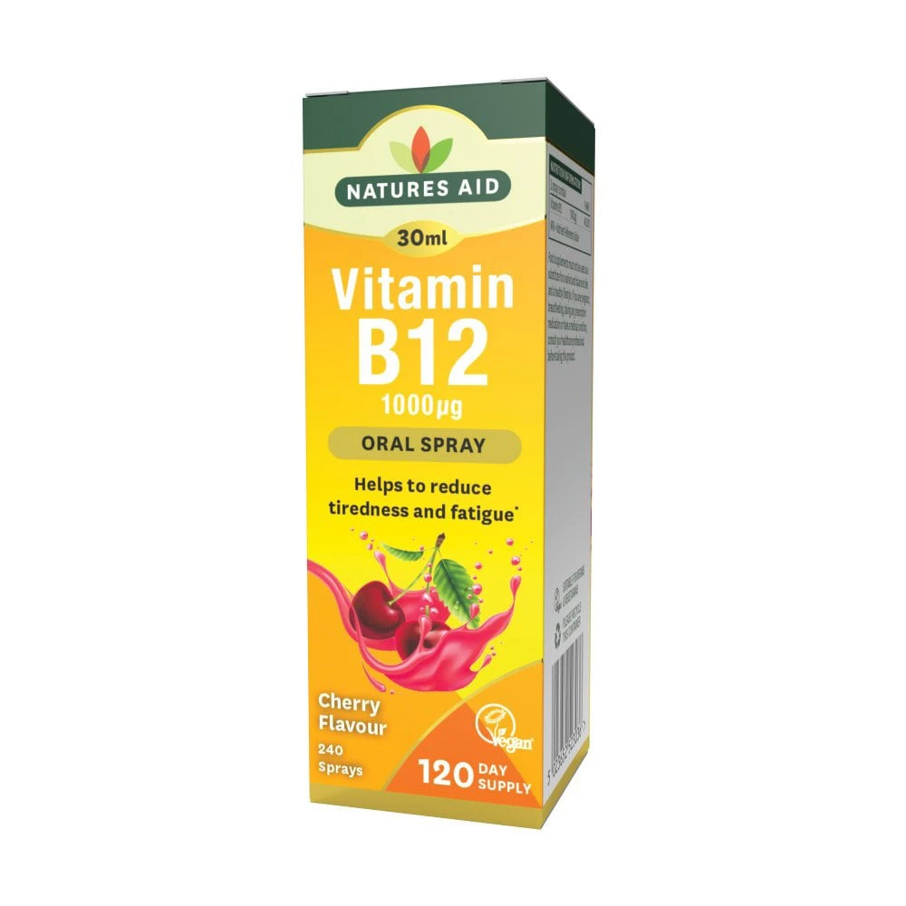 Spray oral quotidien de vitamine B12 Natures Aid (30 ml, cerise) – Image 7