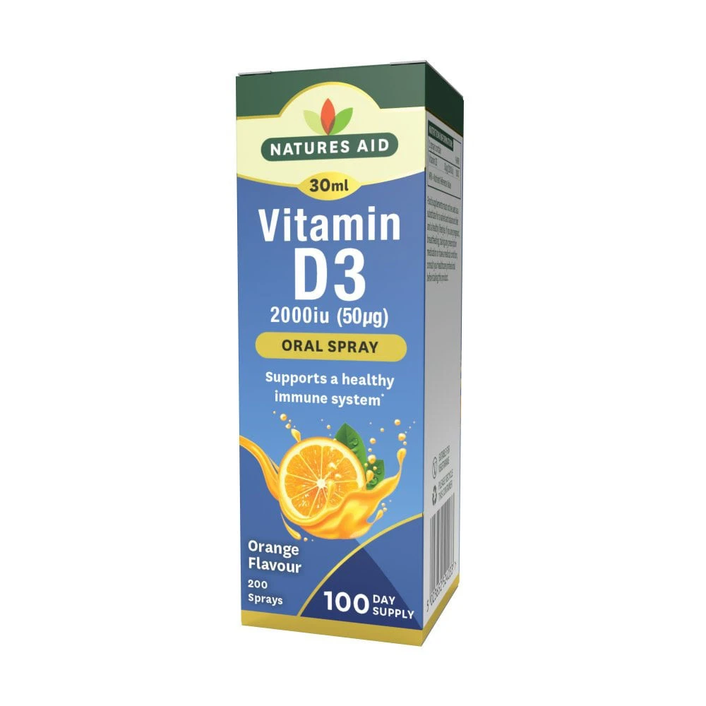 Spray oral quotidien de vitamine D3 Natures Aid (30 ml, saveur orange) – Image 4