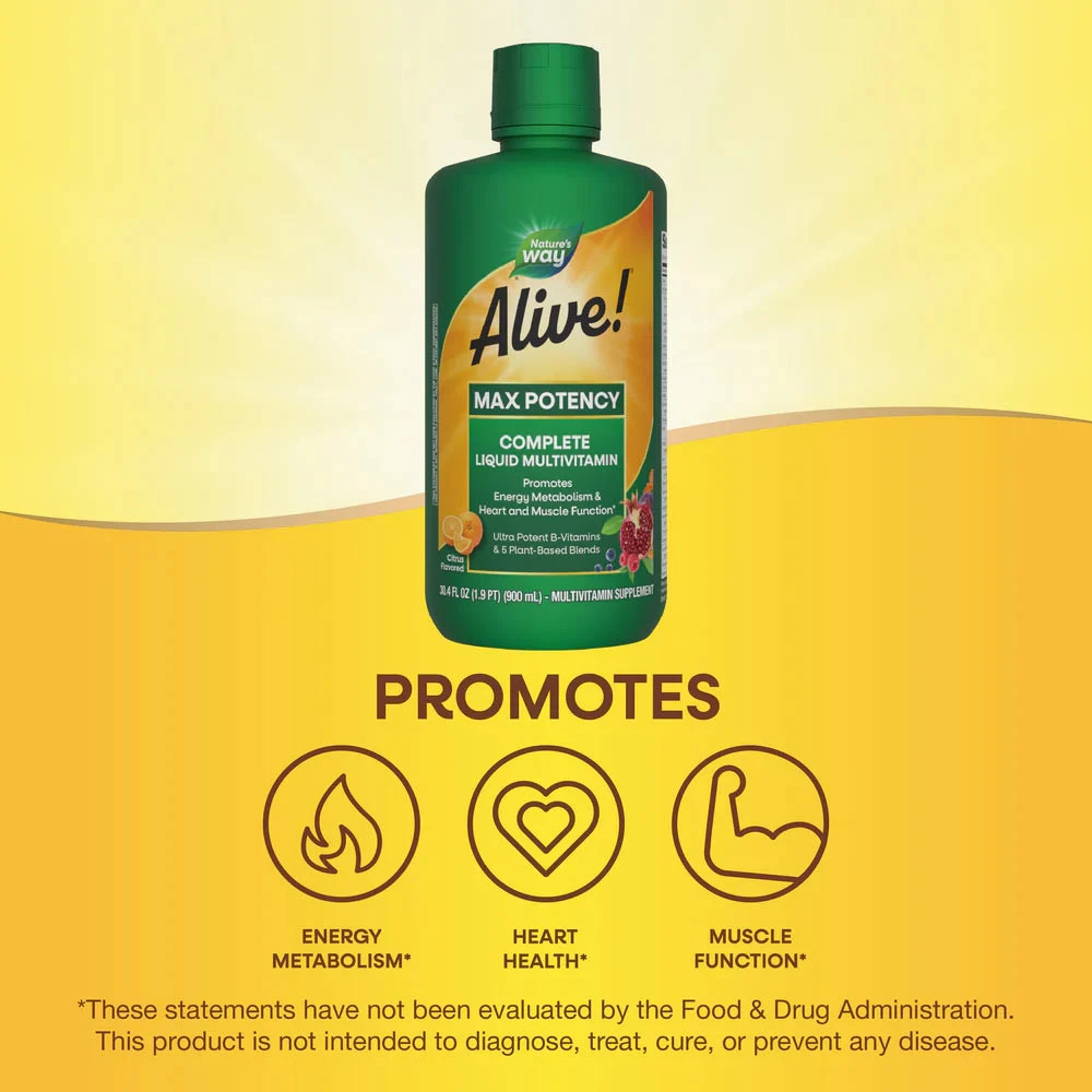 Multivitamines liquides à haute puissance Natures Way Alive!® (900 ml) – Image 11
