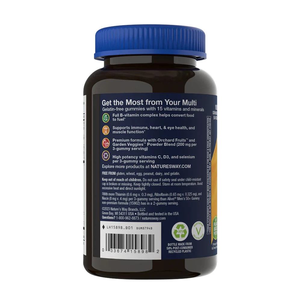 Nature's Way - Alive!® Premium Multivitamines Gommes pour Hommes de 50 ans et plus (75 gommes, cerise, orange et raisin) – Image 5