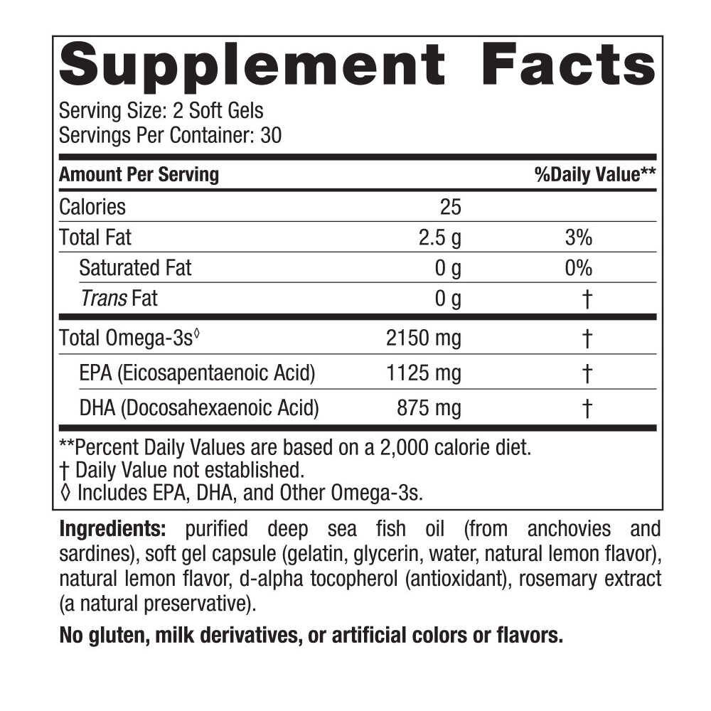 Oméga Ultime 2X, 2150mg Citron (EAN 768990021503) - 60 capsules molles – Image 3
