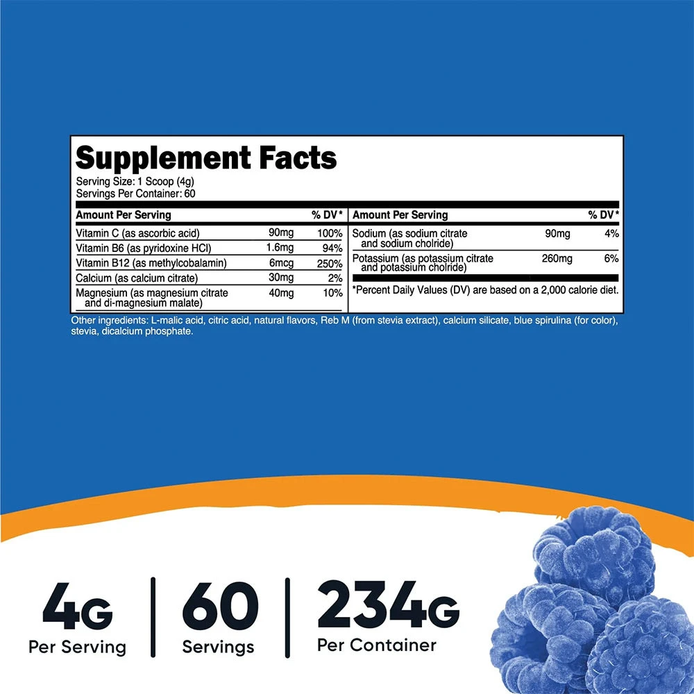 Complexe d'électrolytes Nutricost (234 g, framboise bleue) – Image 4